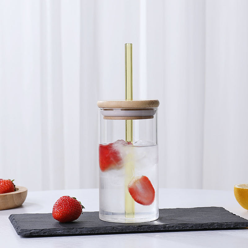 Glass with Straw and Wooden Lid - NookTheOffice