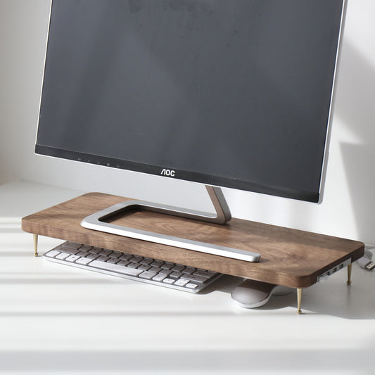 Wooded Monitor Desk Stand - NookTheOffice