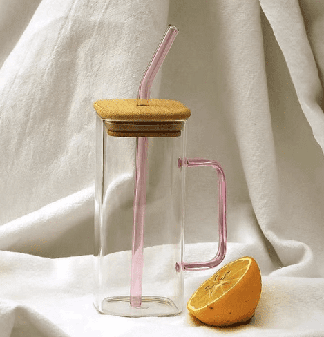 Glass with Straw and Wooden Lid - NookTheOffice
