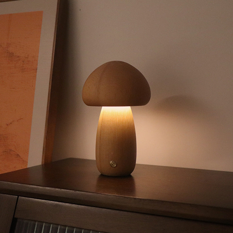 Wooden Mushroom LED Light