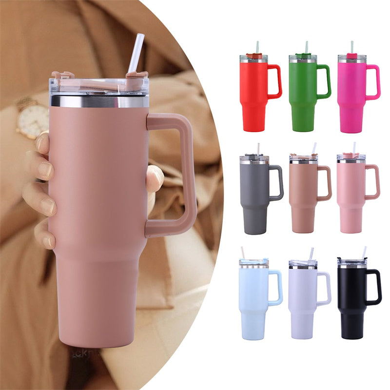 Insulated Cup with Handle and Straw - NookTheOffice