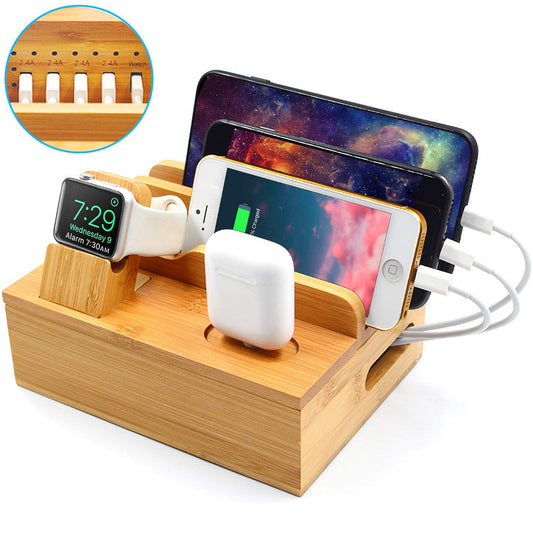 Bamboo Charger Storage Box - NookTheOffice